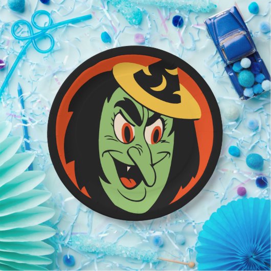 Vintage Halloween-Hexe Pappteller (Party)