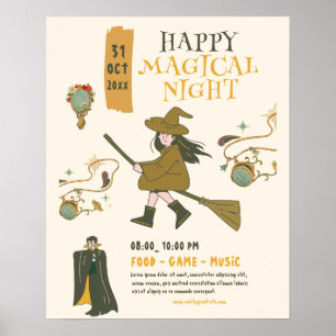 Vintage-Halloween-Hexe-Party, Halloween-Party Poster