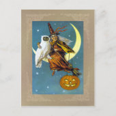 Vintage Halloween-Hexe Postkarte (Vorderseite)