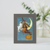 Vintage Halloween-Hexe Postkarte (Stehend Vorderseite)