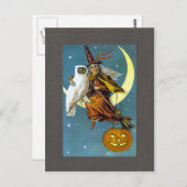 Vintage Halloween-Hexe Postkarte (Vorne/Hinten)