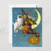 Vintage Halloween-Hexe Postkarte (Vorne/Hinten)