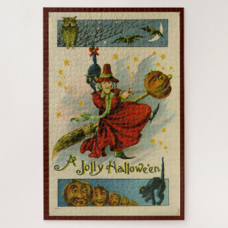 Vintage Halloween-Hexe Puzzle