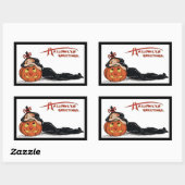 Vintage Halloween-Hexe Rechteckiger Aufkleber (Blatt)