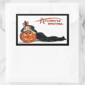 Vintage Halloween-Hexe Rechteckiger Aufkleber (Tasche)