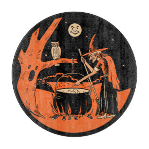 Vintage-Halloween-Hexe-Schneidbrett Schneidebrett