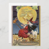 Vintage Halloween-Hexe und Großmond Feiertagskarte (Vorne/Hinten)