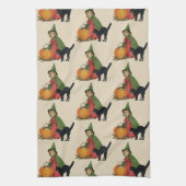 Vintage Halloween Hexe und Katze, Ellen Clapsaddle Geschirrtuch (Vertikal)