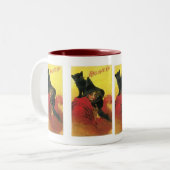 Vintage Halloween Hexe und Katze Zweifarbige Tasse (Vorderseite Links)