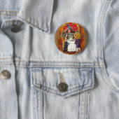 Vintage Halloween Hexe und Pumpkin Head Boy Button (Beispiel)