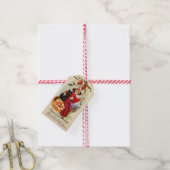 Vintage Halloween-Hexe und Schwarze Katze Geschenkanhänger (Mit Garn)