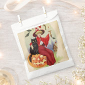 Vintage Halloween-Hexe und Schwarze Katze Geschenktütchen (Ausgeschnitten)