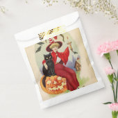 Vintage Halloween-Hexe und Schwarze Katze Geschenktütchen (Versiegelt)