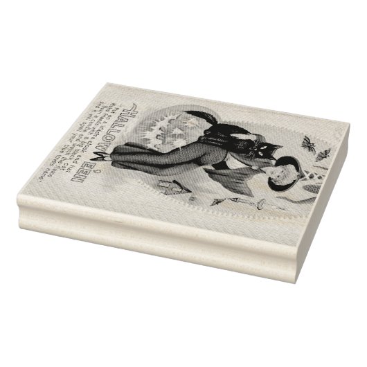 Vintage Halloween-Hexe und Schwarze Katze Gummistempel (Stempel)