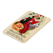Vintage Halloween-Hexe und Schwarze Katze Magnet (Linke Seite)