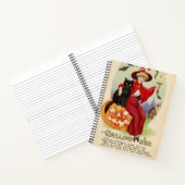 Vintage Halloween-Hexe und Schwarze Katze Notizblock (Innenseite)