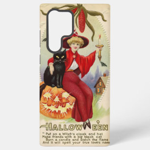 Vintage Halloween-Hexe und Schwarze Katze Samsung Galaxy Hülle