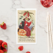 Vintage Halloween-Hexe und Schwarze Katze Serviette (Beispiel)