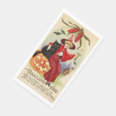 Vintage Halloween-Hexe und Schwarze Katze Serviette (Ecke)
