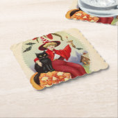Vintage Halloween-Hexe und Schwarze Katze Untersetzer (angewinkelt)