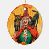 Vintage Halloween-Hexe Zauberbotschaft Keramik Ornament (Links)