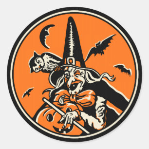Vintage-Halloween-Hexen-Aufkleber Runder Aufkleber