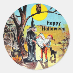 Vintage-Halloween-Hexen-Aufkleber Runder Aufkleber