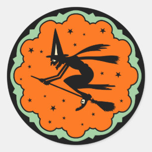 Vintage-Halloween-Hexen-Aufkleber Runder Aufkleber
