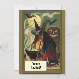 Vintage-Halloween-Hexen-Brautabschiedsparty Einladung