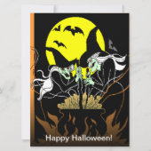 Vintage Halloween Hexen Cauldron Große Postkarte (Vorderseite)