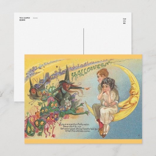 Vintage Halloween Hexen Goblins Postkarte (Vorne/Hinten)