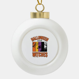 Vintage-Halloween-Hexen-Hexenbesen-T-Shirt-Desi Keramik Kugel-Ornament