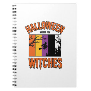 Vintage-Halloween-Hexen-Hexenbesen-T-Shirt-Desi Notizblock