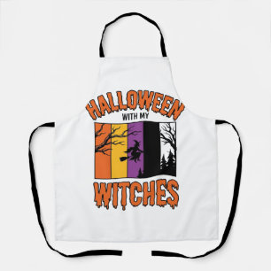 Vintage-Halloween-Hexen-Hexenbesen-T-Shirt Desi Schürze
