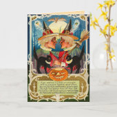 Vintage Halloween-Hexen Karte (Gelbe Blume)