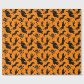 Vintage Halloween Hexen Katzen und Jack O'Lanterns Geschenkpapier (Flach)