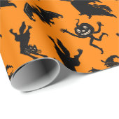 Vintage Halloween Hexen Katzen und Jack O'Lanterns Geschenkpapier (Rolleneckpunkt)