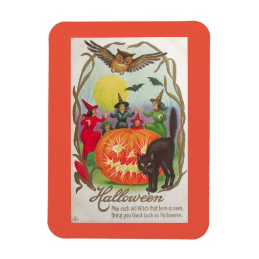 Vintage Halloween-Hexen Magnet (Vertikal)