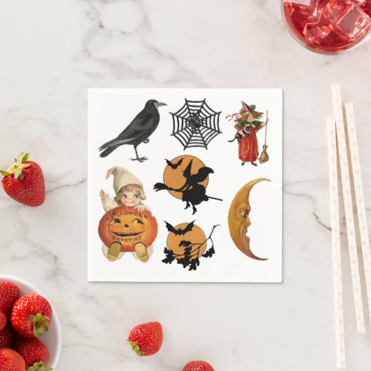 Vintage Halloween-Hexen Serviette (Beispiel)