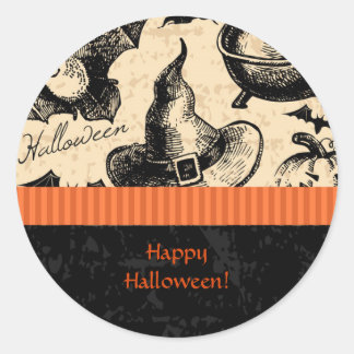 Vintage-Halloween-Hexen-Umschlag-Aufkleber Runder Aufkleber