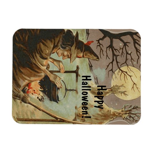 Vintage Halloween-Hexenbrauerei in Cauldron Magnet (Horizontal)