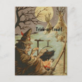 Vintage Halloween-Hexenbrauerei in Cauldron Postkarte (Vorderseite)