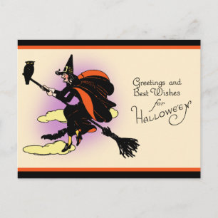 Vintage-Halloween-Hexengruß Postkarte