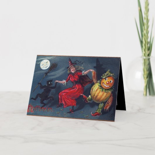 Vintage Halloween Hexenkarte Karte (Vorderseite)