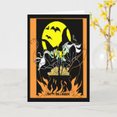 Vintage Halloween-Hexenkarte Karte (Gelbe Blume)