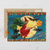 Vintage Halloween-Hexenkarte Postkarte (Vorne/Hinten)