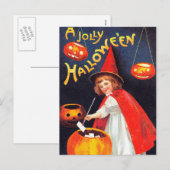 Vintage Halloween-Hexenkürbis Feiertagspostkarte (Vorne/Hinten)
