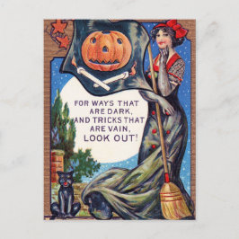 Vintage Halloween-Hexenkürbis-Postkarte Feiertagspostkarte