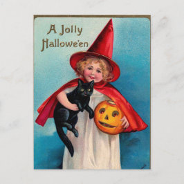 Vintage Halloween-Hexenkürbis Weihnachtspostkarte Feiertagspostkarte