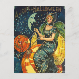 Vintage-Halloween-Hexenplakat Feiertagspostkarte